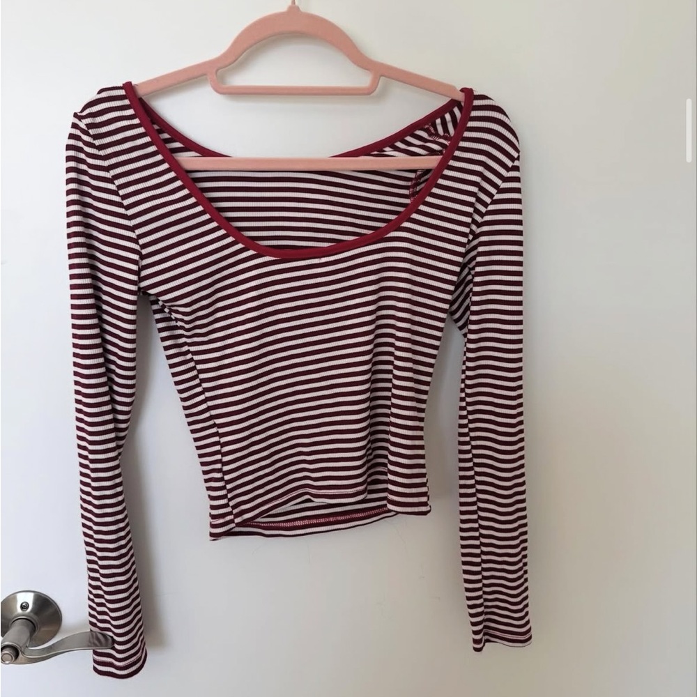 Striped Long Sleeve Top - Red and White